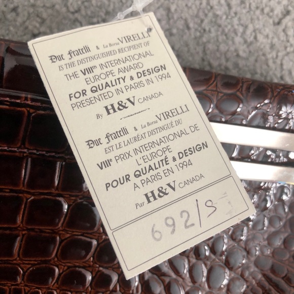 New CDN Fratelli brown croc patent leather bag CAD - Picture 5 of 11